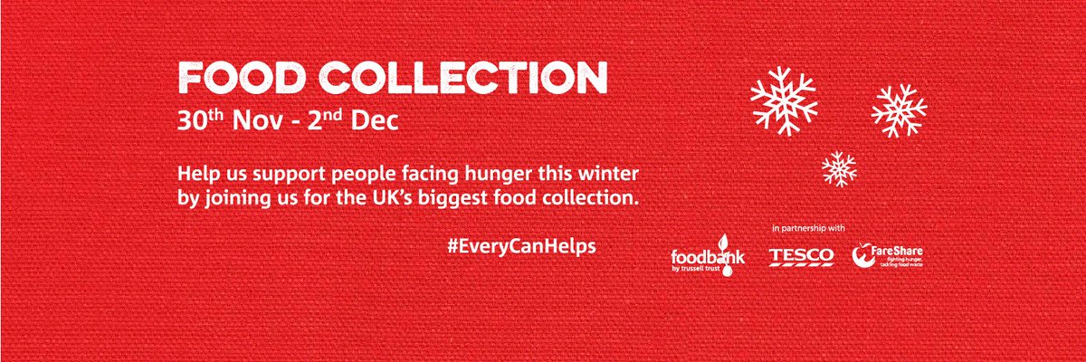 Sloughfoodbank's tweet photo. Join our big food collection at Tesco, Wellington Street, Slough on Thursday 30th Nov, Friday 1st and Saturday 2nd Dec. Contact events@slough.foodbank.org.uk to volunteer or come and donate. https://t.co/NY6MRlSLLw
