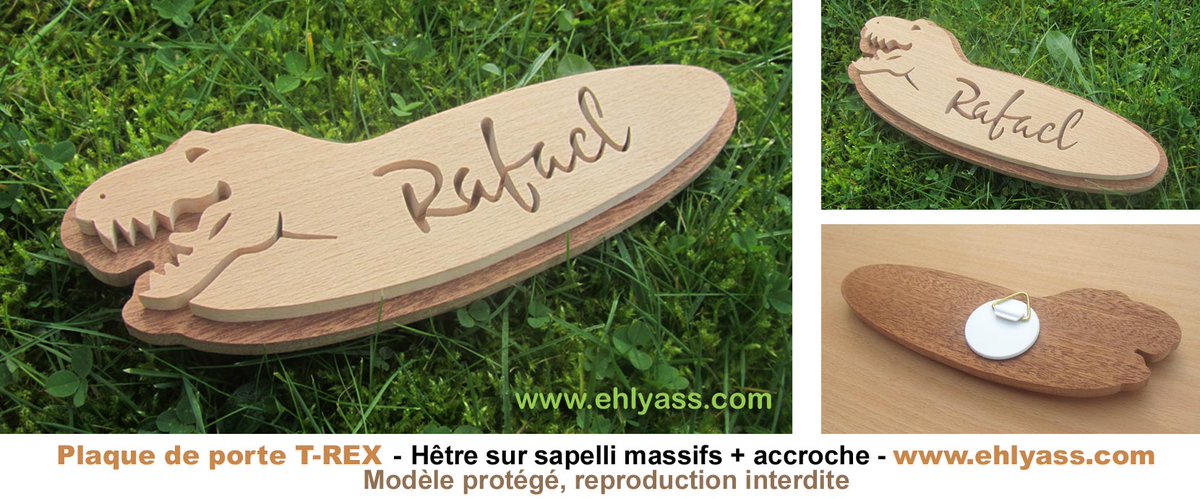 yann_Ehlyass's tweet photo. Plaque de porte #tyranosaure en bois massif, création Ehlyass sur https://t.co/x7BQ1BbTXy
#plaquedeporte #cadeaudenaissance #dinosaure #Trex #Chantournage #faitmain #artisanat #madeinfrance https://t.co/92SNxwem2r