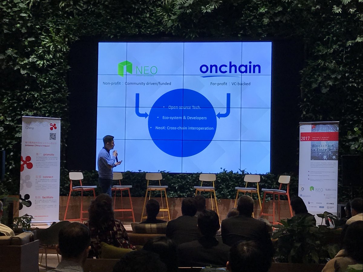 Neo_Blockchain's tweet photo. swissnex China launches the “Future of Money” Fintech series in Shanghai tonight. NEO founder @dahongfei joined the disscusion and gave a small speech. https://t.co/5thwi9oTHx