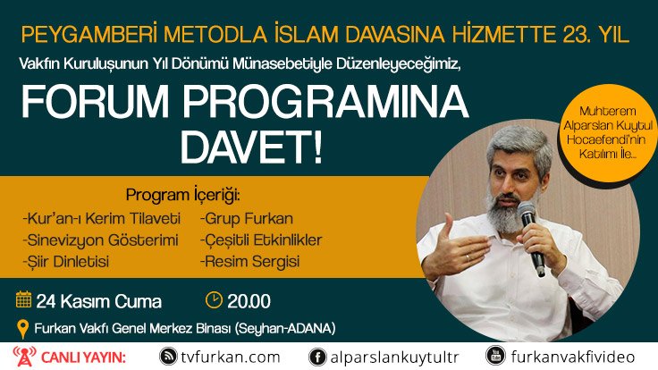 MedyaFurkan's tweet photo. 23. Yıl Özel Forum Programına Davet!
https://t.co/ib7GMUwoKJ https://t.co/InIQULt91y