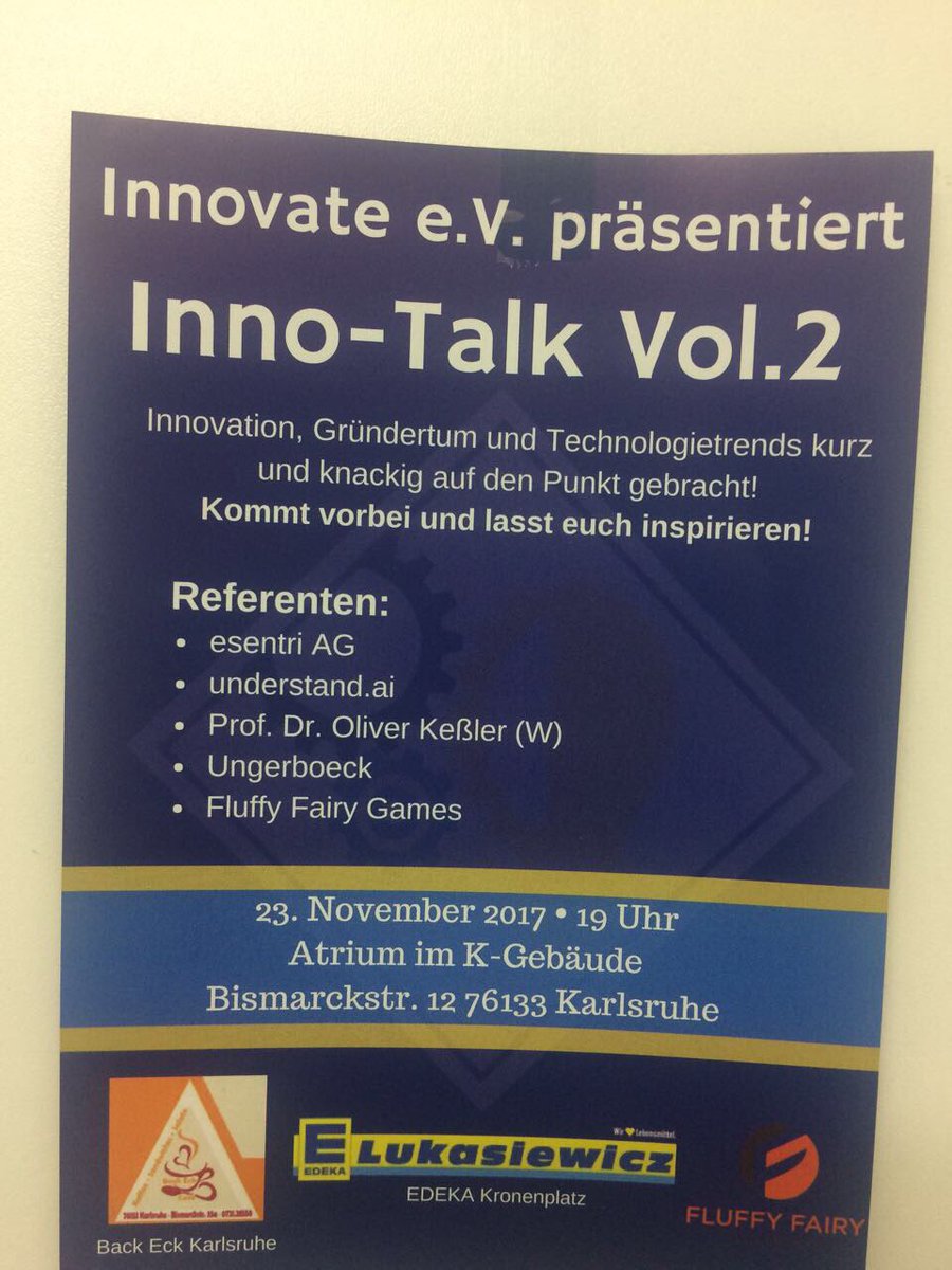 esentri's tweet photo. Kommt und lauscht! Inno-Talk am 23.11. hosted by @Innovate_KA https://t.co/qpBDLf8TJ6