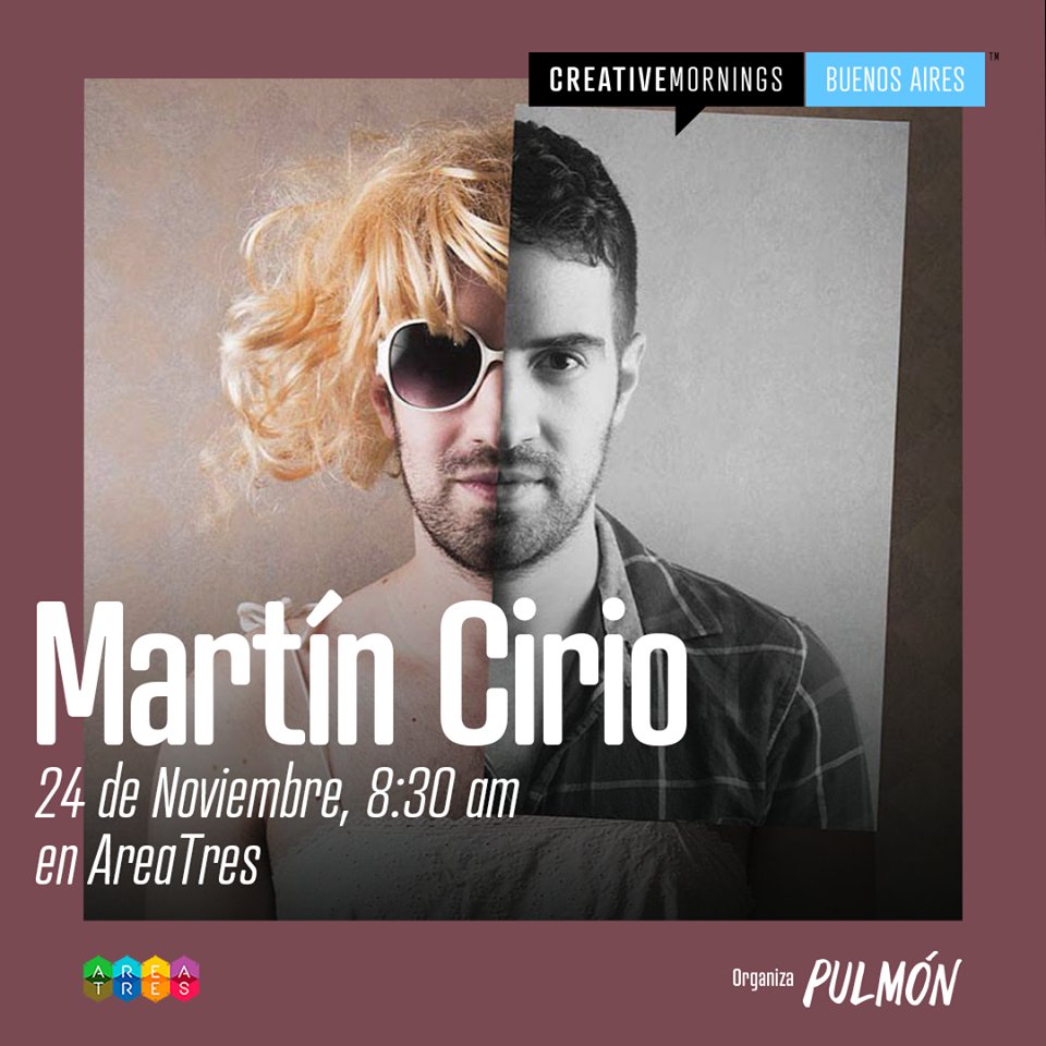 ¡El 24/11 llega una nueva edición de <a href="/BuenosAires_CM/">CreativeMornings/BUE</a> en A3 El Salvador! El tema será MUERTE y el invitado es <a href="/martinciriook/">martincirioputo</a> (a.k.a. La Faraona) que hace humor a través de cuanta plataforma digital se le cruce. ¡Anotate ahora! bit.ly/CMBUEdeath <a href="/PulmonCo/">Pulmón</a>