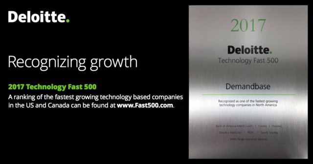 ABMwithNate's tweet photo. 2017 Technology Fast 500 award winners @DeloitteUS @Demandbase https://t.co/PsTdx2Yhgj https://t.co/I6iYeLY8BN