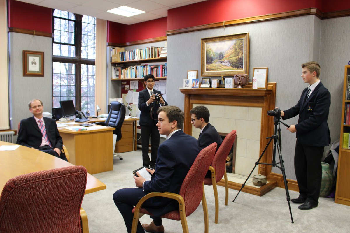 BoltonSch's tweet photo. Boys' History Research Society interview Headmaster @Philip_Britton on WWI and its impact on @BoltonSchool as part of their WWI reseach project @GoodSchoolsUK @HMC_Org https://t.co/cyimHTQS2n