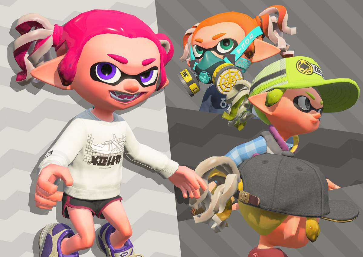 Splatoon スプラトゥーン イカたちのゲソ もとい ヘアスタイルに新たな波が到来したようだ パンクな刺しが入ったツインテールと ツンツンの飾り切り そして ツヤのあるストレートと こんもりマッシュ これらのヘアスタイルは 11月24日の