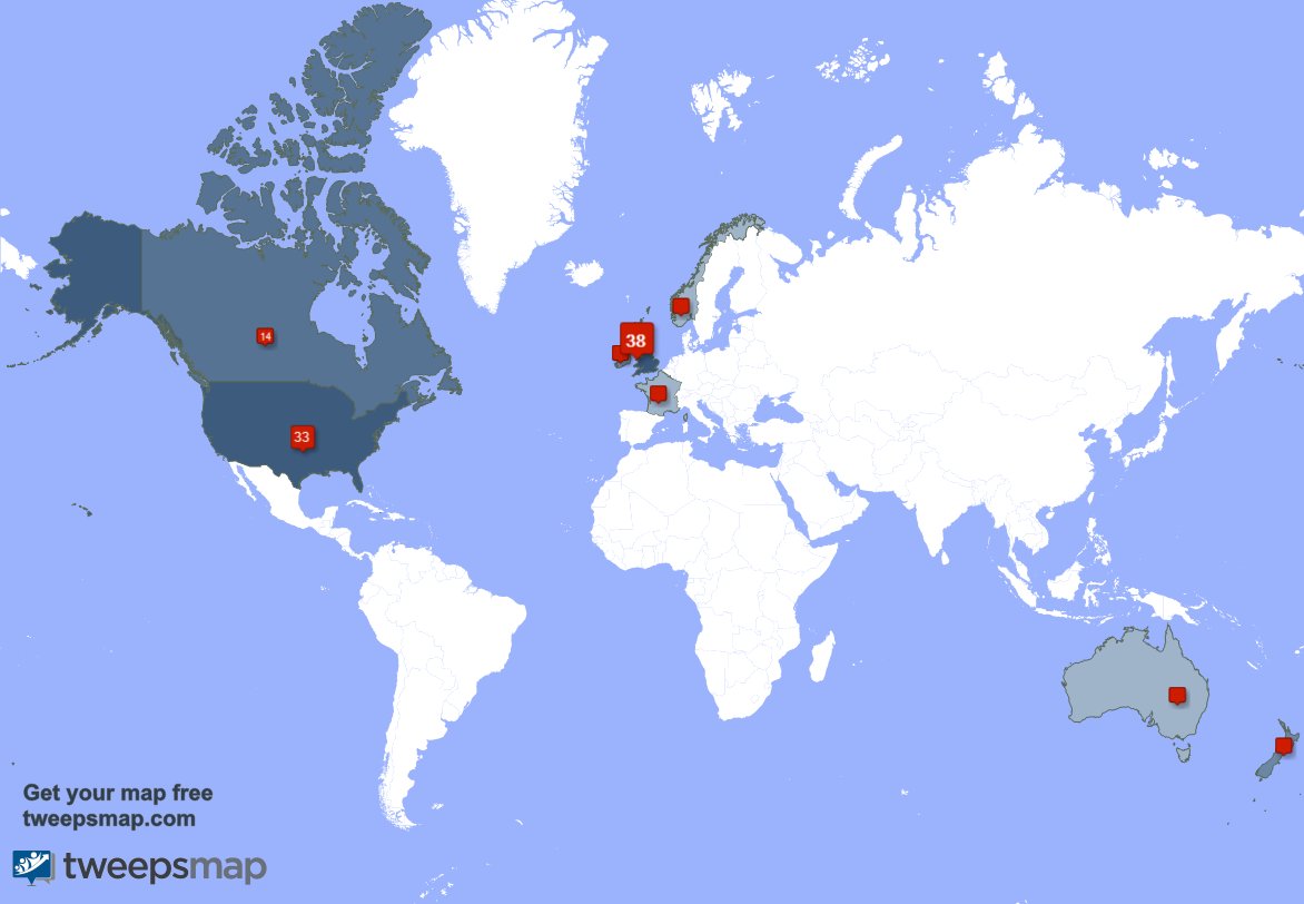 HeyItzAdam's tweet photo. My followers are in UK.(36%), USA(31%)... Get your map too: https://t.co/LrRQHpCQzB https://t.co/mkgOprTGoa