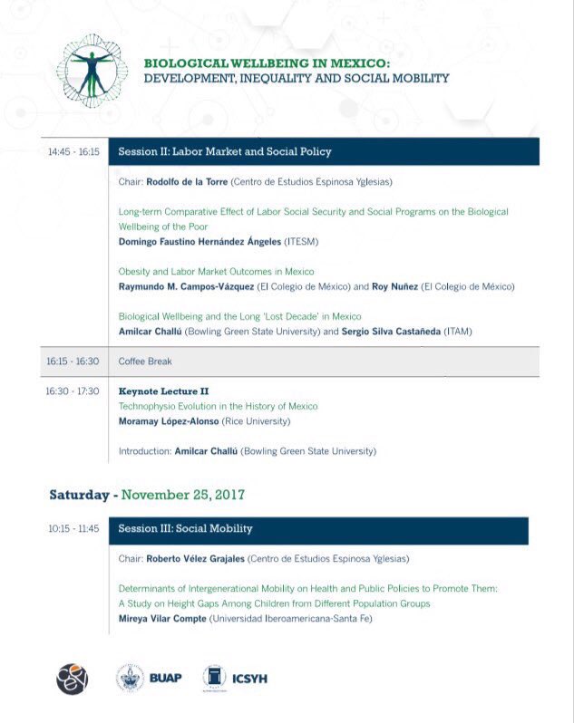 equide_ibero's tweet photo. Está semana el @EQUIDE participará  en la conferencia "Biological Wellbeing in Mexico: Development, #Inequality and #SocialMobility" (24 y 25 Nov) con una investigación que muestra la persistencia en brechas de la talla en grupos vulnerables mexicanos. #EquideSalud https://t.co/3mPOxU0Wkh