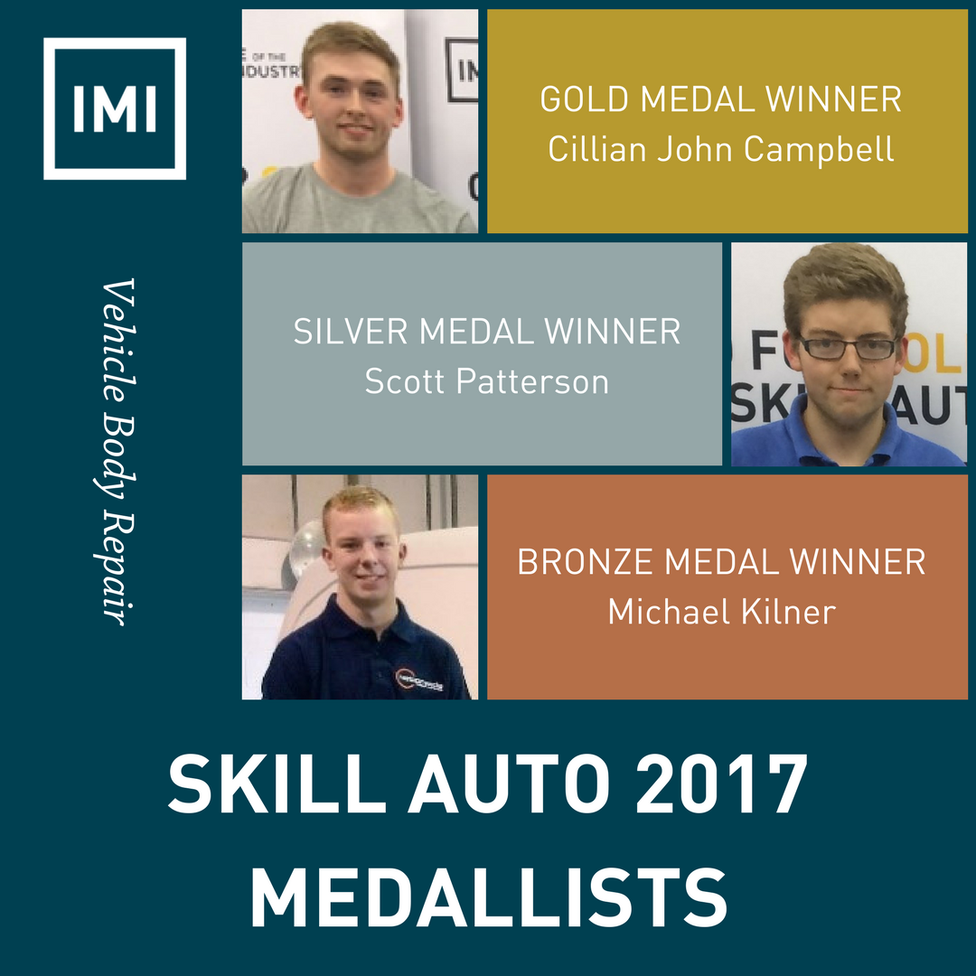 IMICareers's tweet image. Congratulations to the fantastic #SkillAuto2017 Body Repair GOLD, SILVER &amp;amp; BRONZE medallists: Cillian John Campbell from #RiverparkTraining, Scott Patterson from #RiverparkTraining and Michael Kilner from @ChesterfieldAC  #MotorCareers