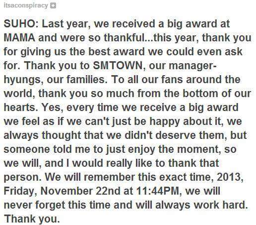 kyungsoobeh's tweet photo. 2013, Friday, November 22nd, 11:44PM. Never forget! 

Vote for EXO fam ❤ Let's give them another daesang! ❤ 

#2017MAMA 
#2017MAMA_EXO https://t.co/ZSAfoR0WSR