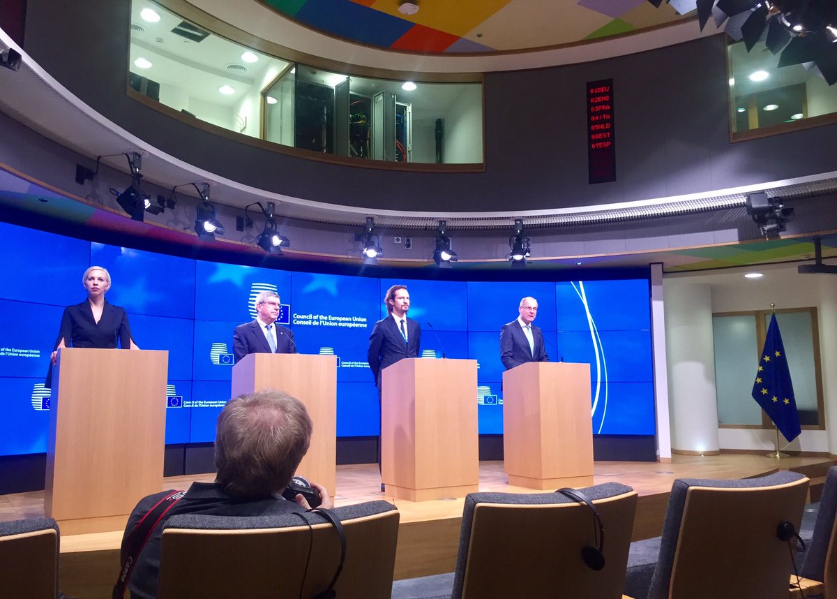 EuSport's tweet photo. Deepening cooperation underway between the #EU, its Member States and the #sport movement at @EUCouncil with @TNavracsicsEU @EU2017EE and @iocmedia President Thomas Bach https://t.co/6clvh0WsUu