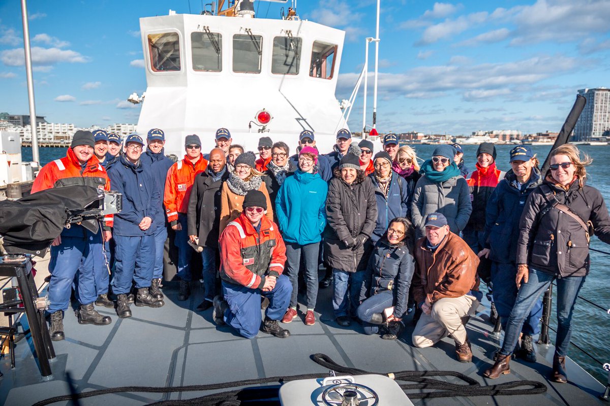 BostonHarborNow's tweet photo. We toured @uscg #SectorBoston base in North End w COTP Claudia C. Gelzer and her team to better understand role of CG in coastal safety, security, & environmental protection of Boston Harbor’s waters & beyond. Proud to work in partnership w these brave & dedicated men & women. https://t.co/bOBHpdOeIu
