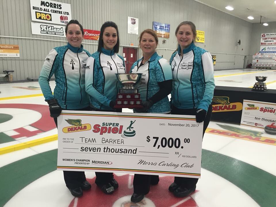 CURLSASK's tweet photo. Congrats to @TeamPBarker who captured the DEKALB Superspiel yesterday afternoon in Morris, Manitoba!! Great job ladies👍 #wct #champs https://t.co/KIevsyaRyj