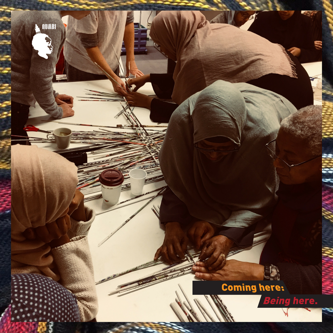 numbiarts's tweet photo. Over the weekend we held a Somali Weaving Workshop part of our Coming Here Being Here Project. #comingherebeinghere #NumbiArts #eachoneteachone #Somalifingerweaving #JamaMubaraklovelies #comingherebeinghere #TowerHamlets #numbiarts π»π»π» https://t.co/JcGoUdOeOC https://t.co/1zgUe3qAob
