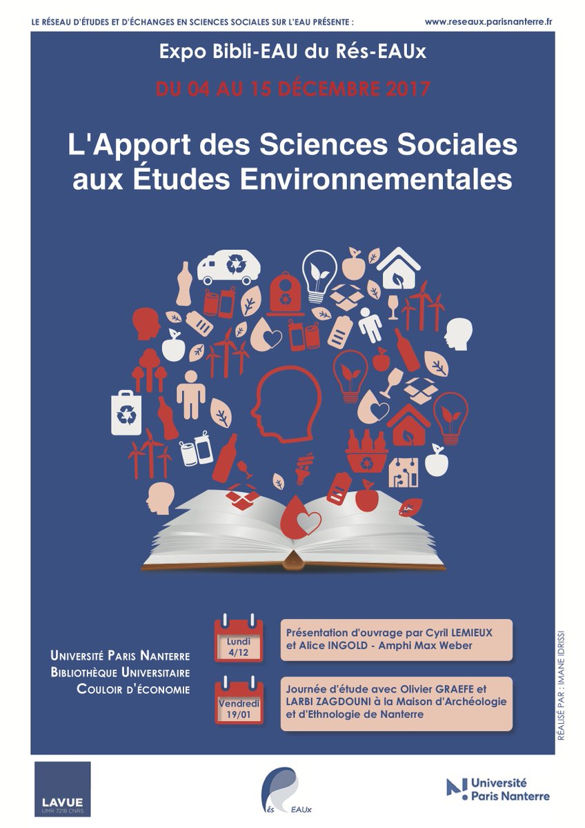 vincentchinta's tweet photo. Nouvelle Expo Bibli-EAU du @resEAUP10 : « L’apport des Sciences Sociales en Études Environnementales » (du 04/12 au 15/12 à l’Université Paris Nanterre) https://t.co/O6wjMswvEN