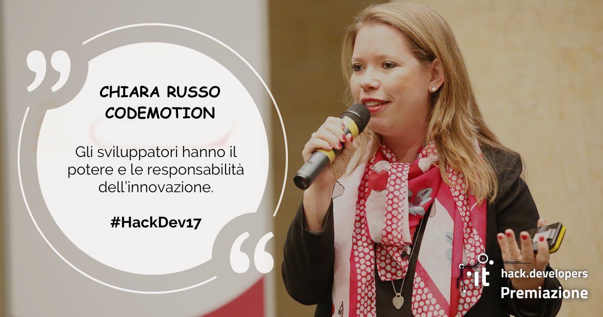 CodemotionIT's tweet photo. Ed ecco il foto album coi migliori quote dei protagonisti della Premiazione di #HackDev17!
https://t.co/t1ltXDAtIV https://t.co/tM9v5m0HzO