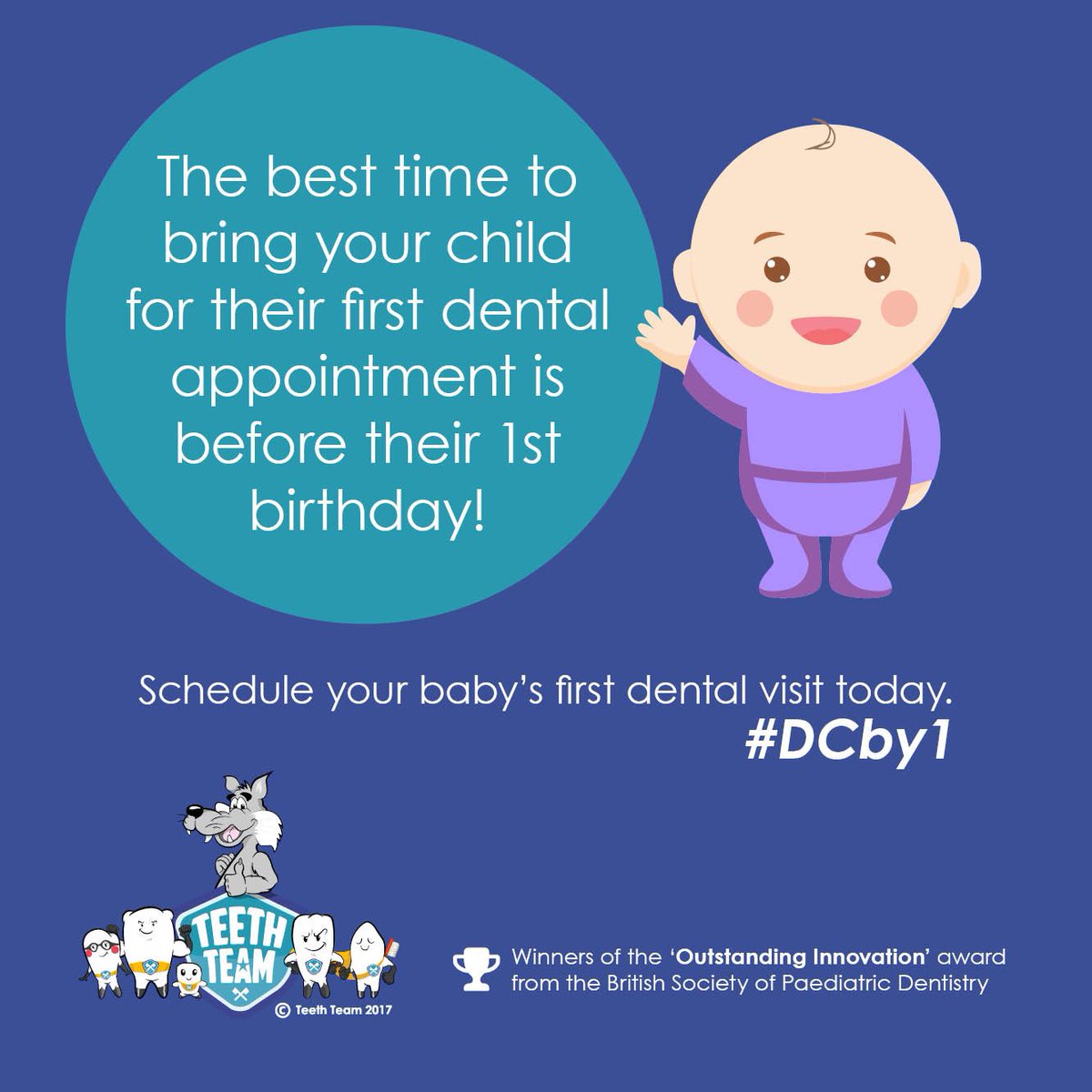 TeethTeam's tweet photo. The longer you leave it, the more likely your child is to develop dental anxiety – and cavities! #DCby1 https://t.co/9NyFChfC6N