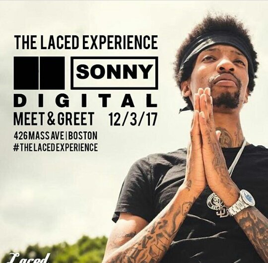 FezInRealLife's tweet photo. Boston! The #LacedCollective will be having the one & only @SonnyDigital swinging thru the shop for a Meet & Greet with fans! Check out the flyer with details below https://t.co/5kcjHpeJxf