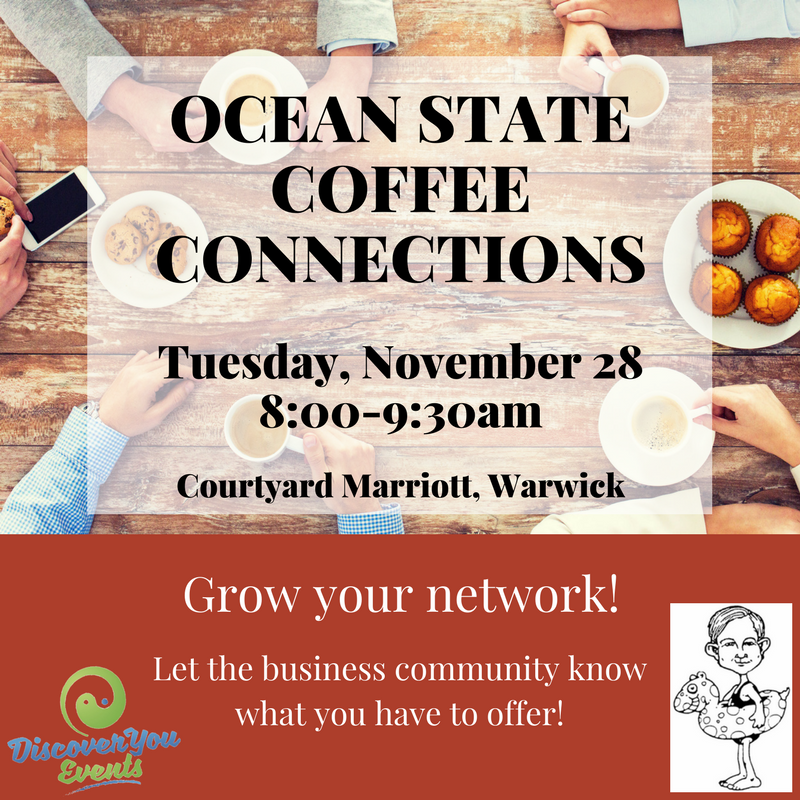 DiscoverUEvent's tweet photo. Join us next Tuesday November 28 for a great #networking event: Ocean State Coffee Connections! We hope to see you there - and remember to bring plenty of business cards! https://t.co/fIPZUFWQNn