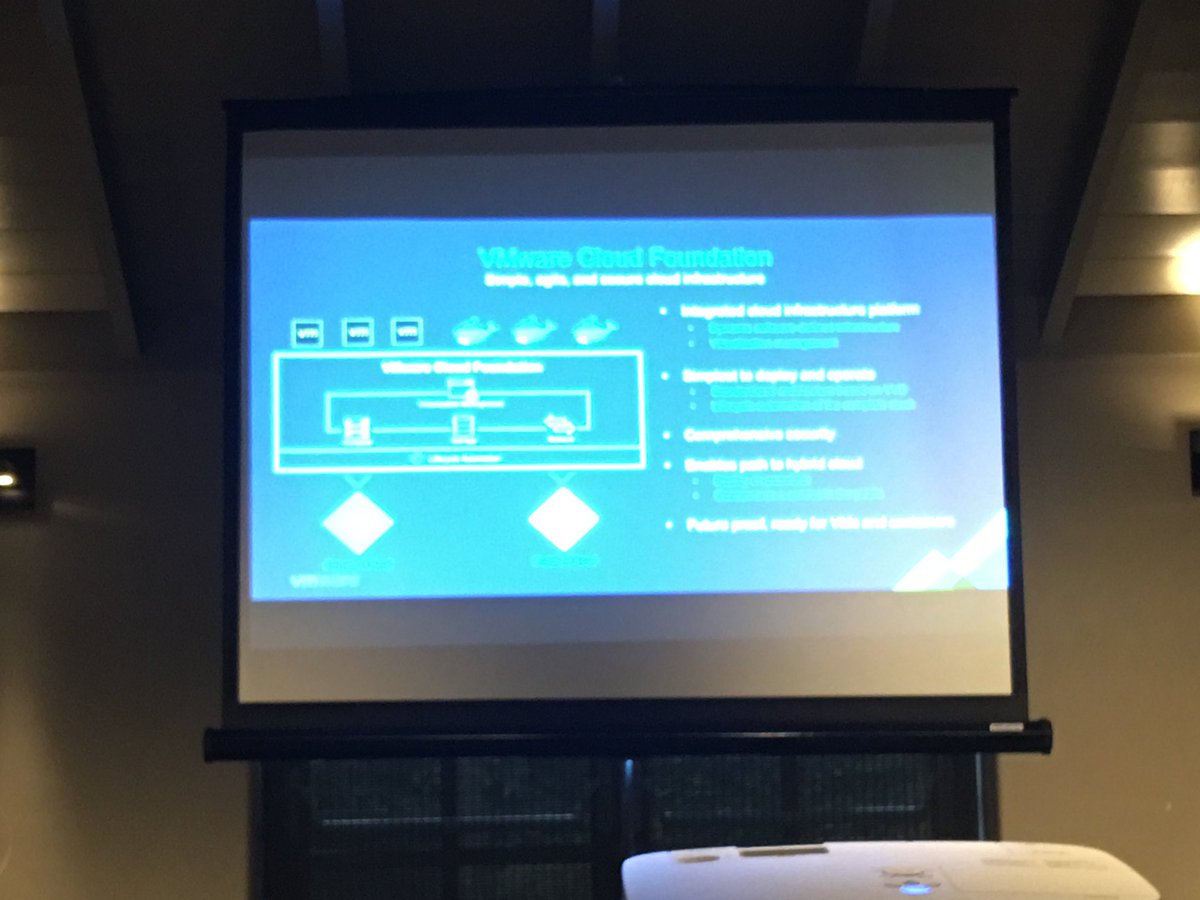 PvdBree's tweet photo. @baecke started his session about @VMware Cloud Foundation on #Transform17 hosted by @ITQ I’m curious 😋 #automation #sddc #management #integration #vExpert https://t.co/9bCwnOuRVG