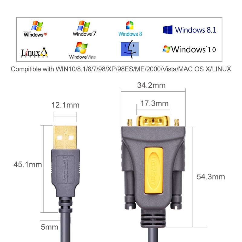 AliExpress970's tweet photo. productink:https://t.co/gShzrAid6Q
#Ugreen #USB  #Port  #Serial  #Cable #Adapter Prolific pl2303 for Windows 7 8.1 XP Vista Mac OS USB RS232 COM https://t.co/UwkJX8cAjn