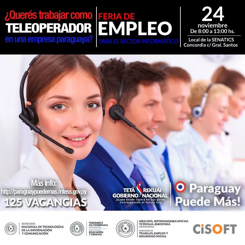 DGE_Py_'s tweet photo. ¿Te gustaría trabajar como teleoperador? #FeriaDeEmpleos #PyPuedeMás.
Informáte más ingresando al portal:
https://t.co/nfYYKrd1Ef https://t.co/N0hnPhnLn7