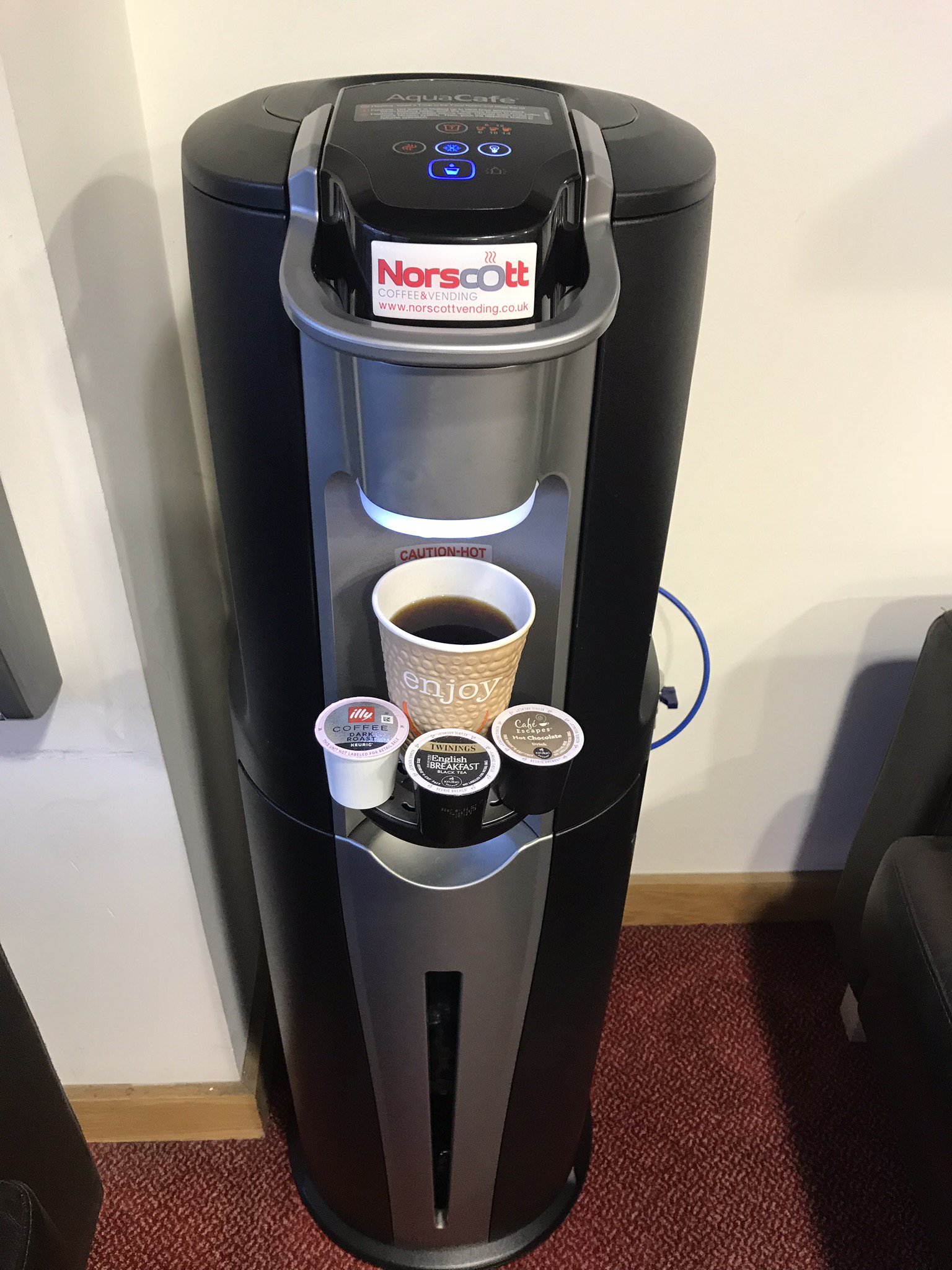 Norscott Vending on X: Brand new to the market, meet AquaCafe! Chilled Water  Cooler and Hot Drinks machine dispensing the Keurig Pod range which include  Starbucks Coffee and Twinnings Leaf Tea. Contact