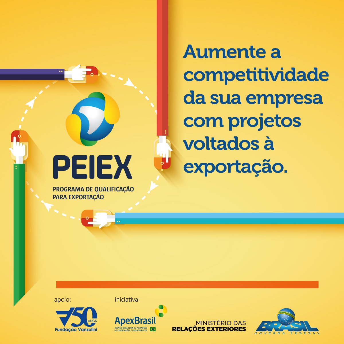 vanzolini's tweet photo. Conheça o projeto #PEIEX, da Fundação Vanzolini e @apexbrasil, que oferece serviços de capacitação e assessoria gratuita para empresas de pequeno e médio portes desenvolverem o potencial para #exportações. https://t.co/gzhX0HgT2F #exportação #comércioexterior #negócios https://t.co/yCi3bdmelr