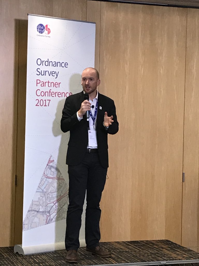 GeoGillBlake's tweet photo. Simon Navin @OrdnanceSurvey encouraging #OSPartners to take part in using emerging #SmartTechnology to build the importance of place and sensors https://t.co/gJ1GwVdQk1