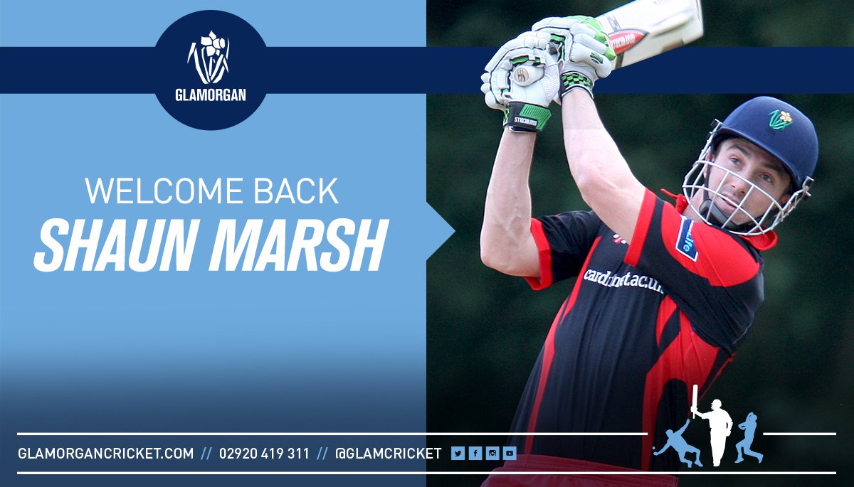 Glamorgan Cricket 🏆 (@glamcricket) on Twitter photo BREAKING NEWS// We have signed Australian batsman <a href="/shaunmarsh9/">Shaun Marsh</a> as our overseas player for the next 2️⃣ seasons #GoGlam
More info soon... BREAKING NEWS// We have signed Australian batsman <a href="/shaunmarsh9/">Shaun Marsh</a> as our overseas player for the next 2️⃣ seasons #GoGlam
More info soon...