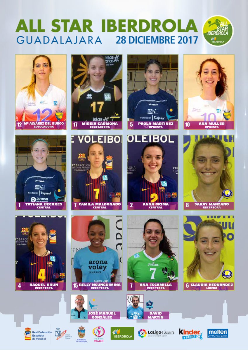 RFEVB's tweet photo. Esta es la composición de los equipos del #AllStarIberdrola. El 28 de diciembre las mejores jugadoras de la Liga @iberdrola se darán cita en Guadalajara. https://t.co/bszPZC10Fu https://t.co/TvpH5UpyBp