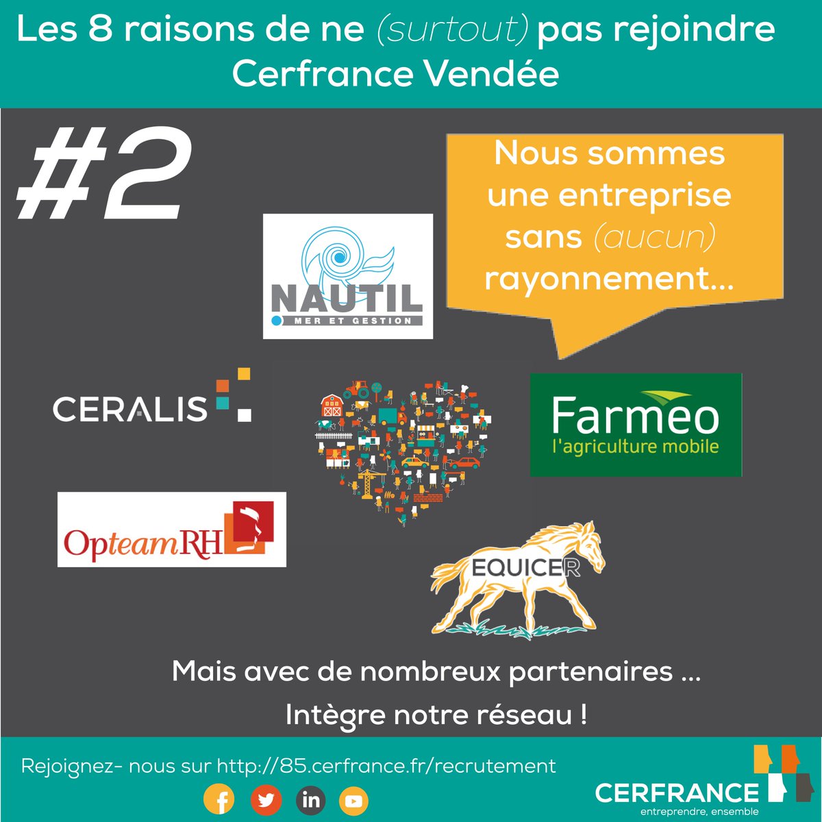 Cerfrance85's tweet photo. #Recrutement Cerfrance Vendée : intègre notre réseau ! Rejoins-nous ! 🚀#Vendée #8raisonsdenepasrejoindrecerfrance @ceralis_digital @OpteamRH @FarmeoCERFRANCE @EQUICER @Cerfrance 

https://t.co/VD4T3sw5hj https://t.co/unabNfPzFs