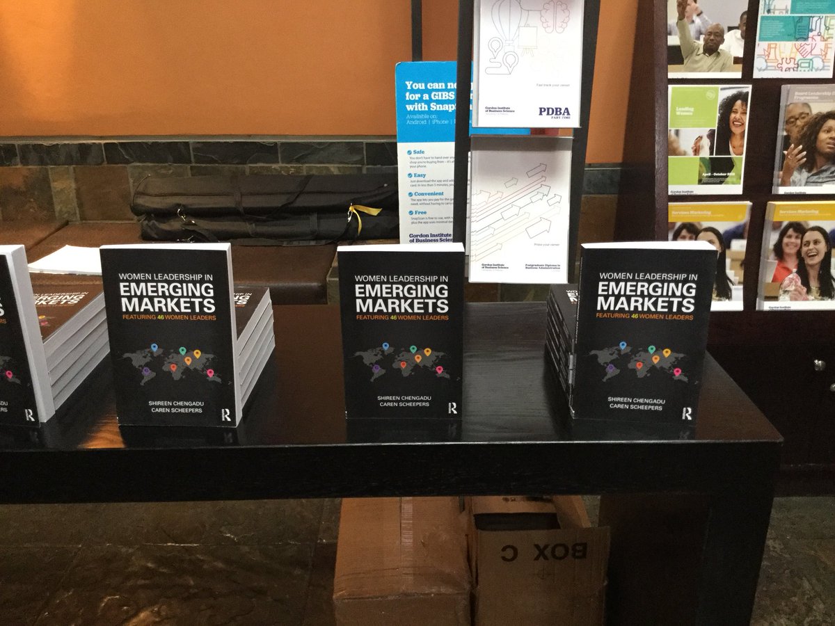 BarbaraMcCB's tweet photo. This evening I am attending the launch of an important book called ‘Women Leadership in Emerging Markets’ by Shireen Chengadu & Caren Scheepers. The book is based on research & narratives from leaders that have managed to navigate their careers in emerging markets @GIBS_SA #WLEM https://t.co/D6J4zVbJ8i