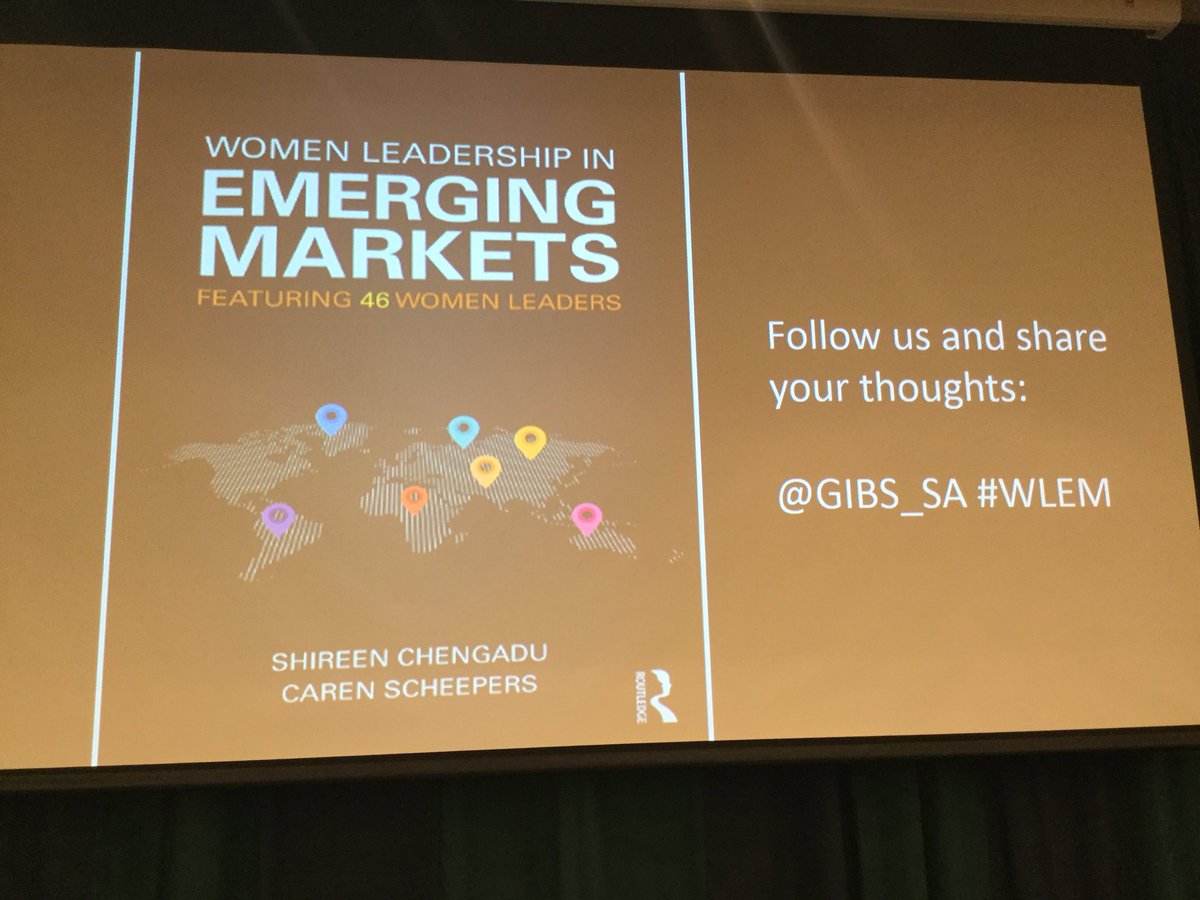 BarbaraMcCB's tweet photo. This evening I am attending the launch of an important book called ‘Women Leadership in Emerging Markets’ by Shireen Chengadu & Caren Scheepers. The book is based on research & narratives from leaders that have managed to navigate their careers in emerging markets @GIBS_SA #WLEM https://t.co/D6J4zVbJ8i