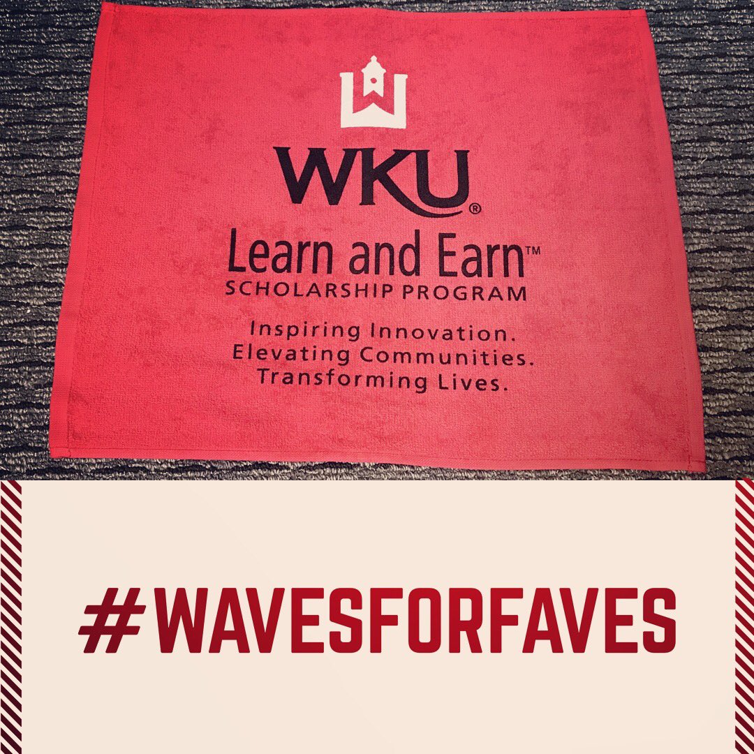 commcoders's tweet photo. Hey @wku DO YOU ❤️ WKU LEARN AND EARN? Then you may just get a surprise visit from us today! We’re giving out these new red towels to some of our faves! If we miss you today, know that we will see you soon! #wkulearnandearn #wavesforfaves https://t.co/A555rtTfJh