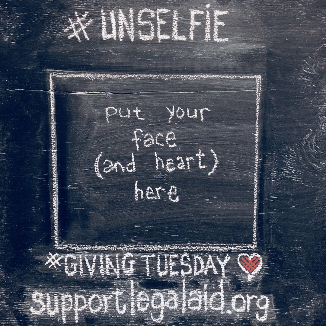 #GivingTuesday is one week away! Show your support of Legal Aid with an #UnSelfie or another image. You can download images to use on social media at SupportLegalAid.org