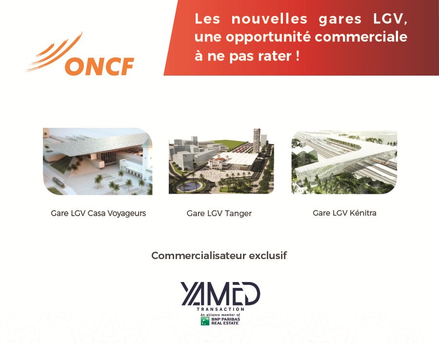 ONCFgroup's tweet photo. L’ONCF lance la commercialisation des locaux commerciaux au sein des nouvelles gares ferroviaires LGV de Tanger-Ville, Kénitra et Casa-Voyageurs.
#GaresLGV #EspacesDeVie #OpportunitésCommerciales https://t.co/hJkPwJzZqY