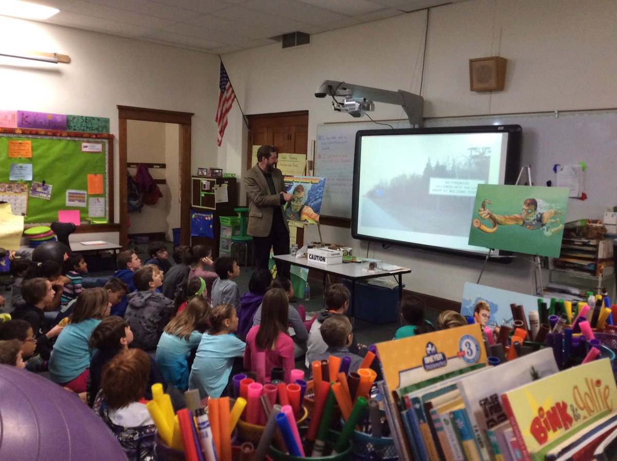 Author Mark Neumann teaching our 3/4 and 4 students about invasive species in the Great Lakes. Wonderful videos and photos.#shorewood proud