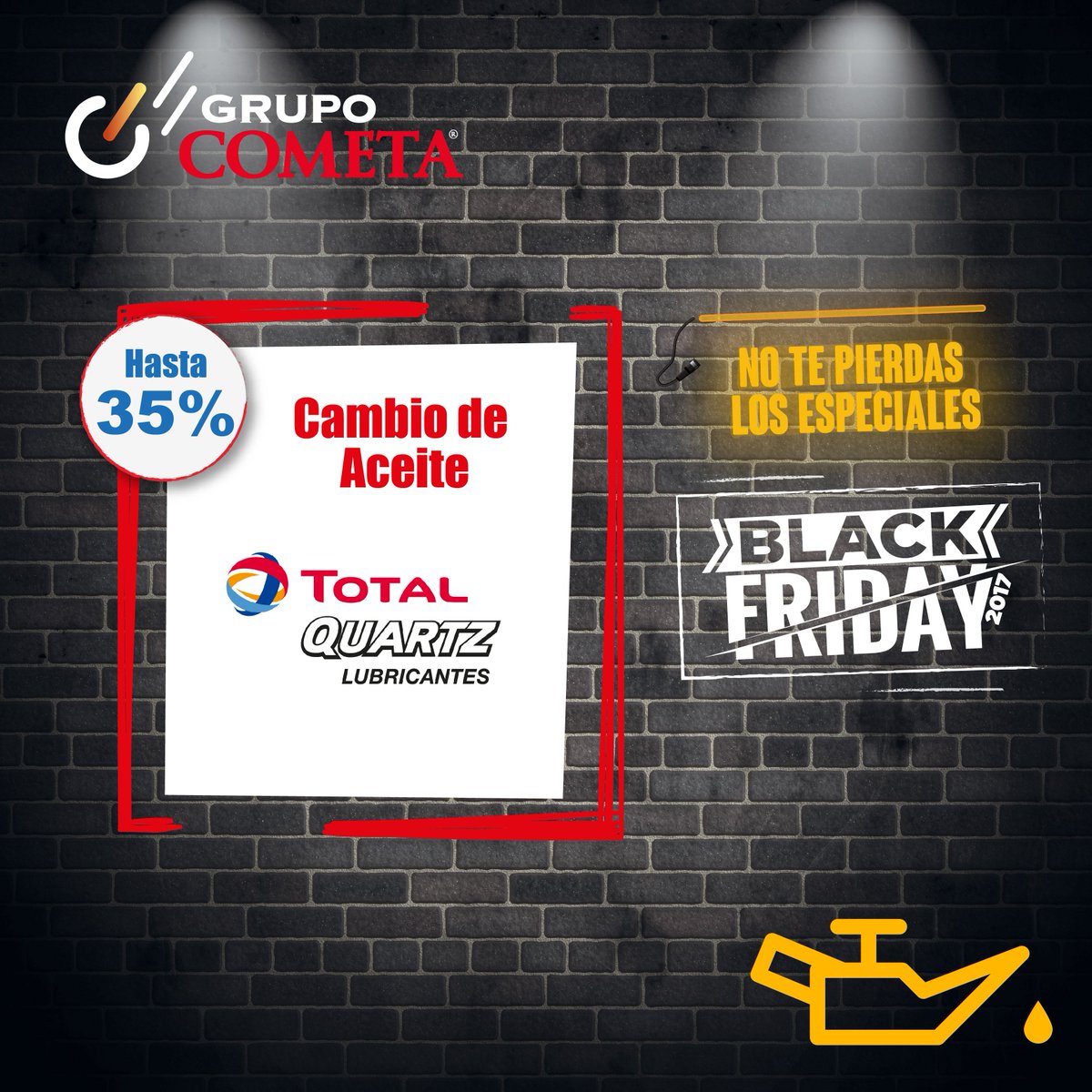 GrupoCometaRD's tweet photo. No te pierdas de los especiales que tenemos para ti en este #BlackFriday con hasta 30% de descuento en gomas, 35% en cambio de aceite y 40% en productos #Mothers y #Cardoc. ¡Aprovéchalos!
Nota: Sólo aplica el viernes 24 de Noviembre 2017 en nuestros Centros de Servicios. https://t.co/wqT3V6OJ17
