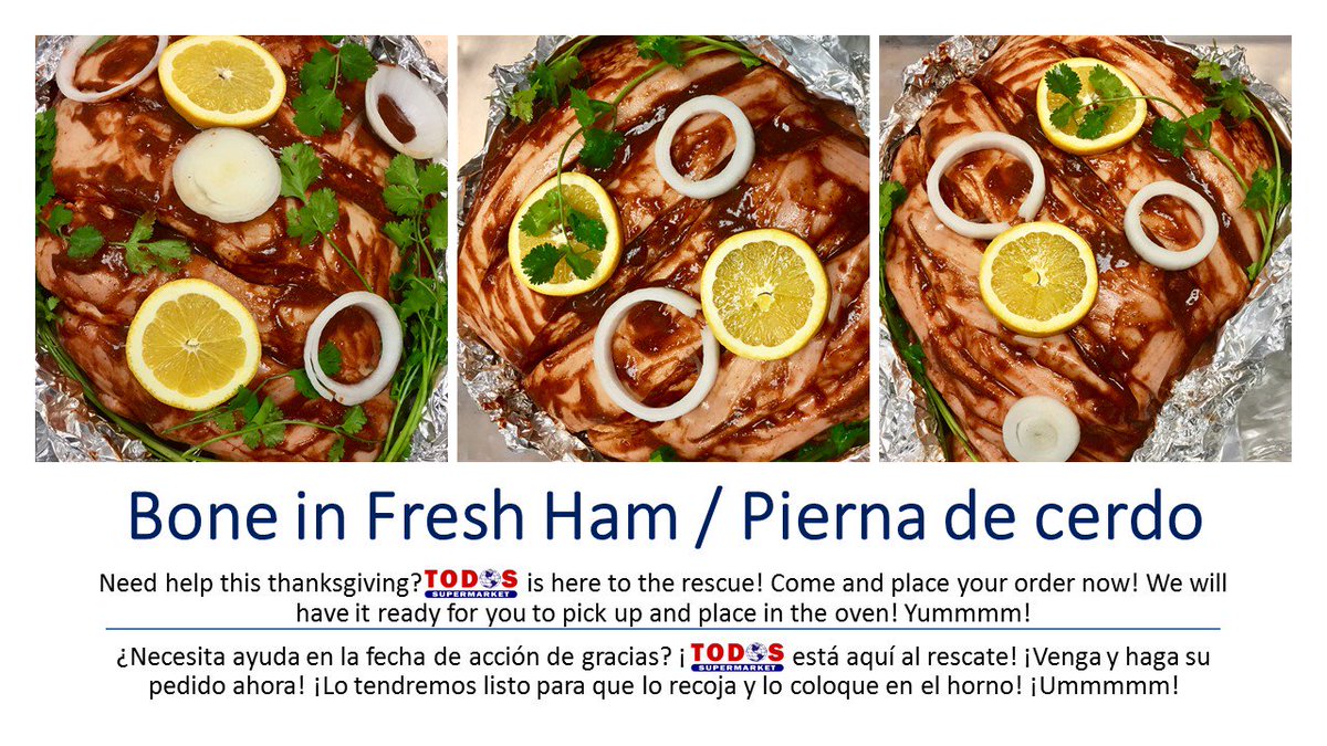 TodosMarket's tweet photo. Place your order today! 11/21/2017

¡Ponga su orden ahora! 11/21/2017

#todos #TodosSupermarket #BoneinHam #Ham #jamon #piernadecerdo #Cerdo #jamon #LISTO #READY #Thanksgiving2017 #Thanksgiving #2017 https://t.co/958yhLF3i3