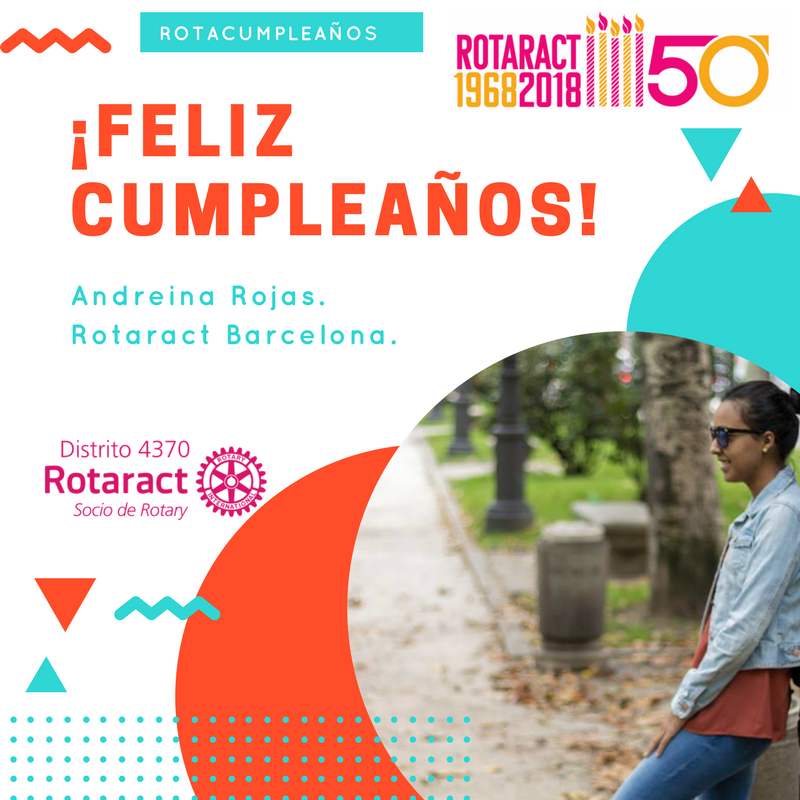 Rotaract4370ri's tweet photo. También Andreina Rojas de Rtc Barcelona celebra el día de hoy u cumpleaños. https://t.co/yMZkekqb5n