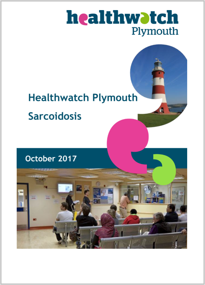 HealthwatchPlym's tweet photo. #sarcoidosis patient's experiences of services, report published today.  Thank you to #southwest Sarkies for making their #voicecount https://t.co/BlYSoIP7gW https://t.co/L224CaqKQ4