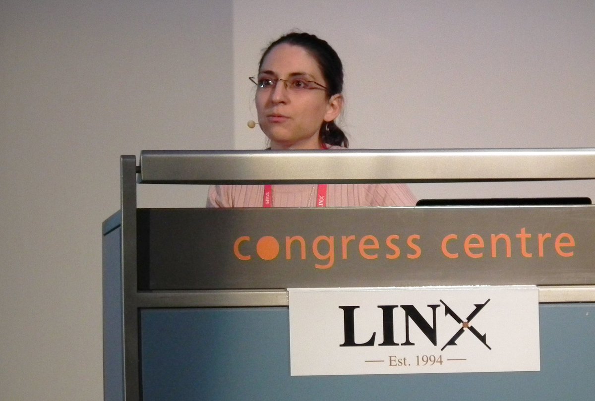 LINX_Network's tweet photo. Last, but by no means least, at #LINX99 it is the LINX Technology team's Eleni Fragkiadaki who is presenting on network configuration automation "A Data Driven approach to Network Configuration" https://t.co/mc17DHVC0P
