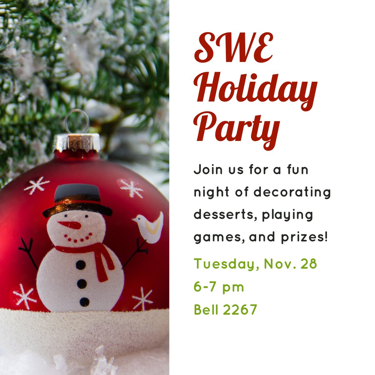 SWEUARK's tweet photo. Come have fun and join us for a holiday party to wrap up a great semester! https://t.co/nFUrCuMtG7