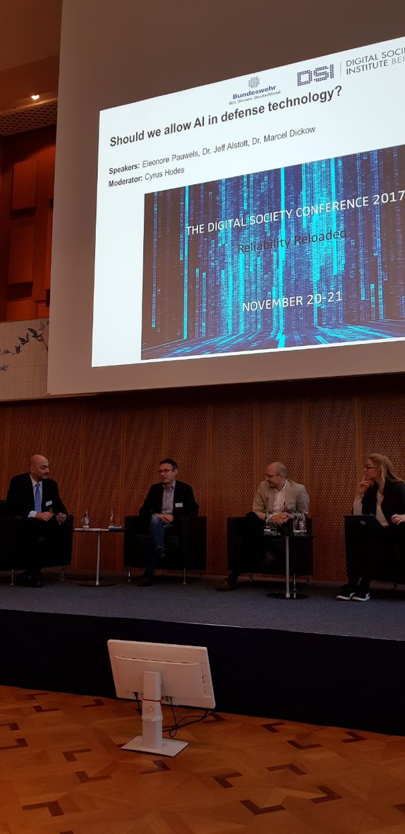 n_miailhe's tweet photo. @hksfuture leading a panel on #AI & #Defense / #Security at #DSC2017 @esmtberlin @CyrusHodes. Join our global civic debate on the governance on #AI >> https://t.co/zDzfIUHWTJ https://t.co/MTAUHIThu7