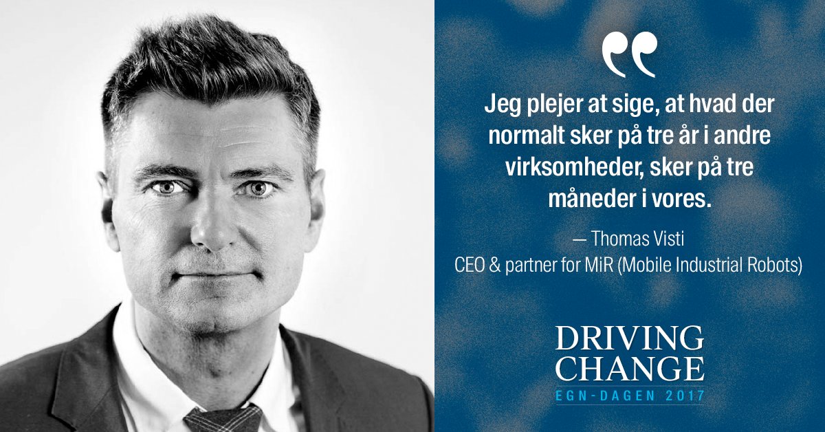 EGNdanmark's tweet photo. Torsdag bliver 1.000 ledere og erhvervsfolk klogere på, hvad det betyder at skulle sælge et produkt, som markedet slet ikke kender til. Thomas Visti Jensen @MobileIndRobots  får selskab af 5 andre topledere under temaet #DrivingChange. Ses vi til #EGNdagen2017?
#dkledelse #dkbiz https://t.co/WUVShvpIm7