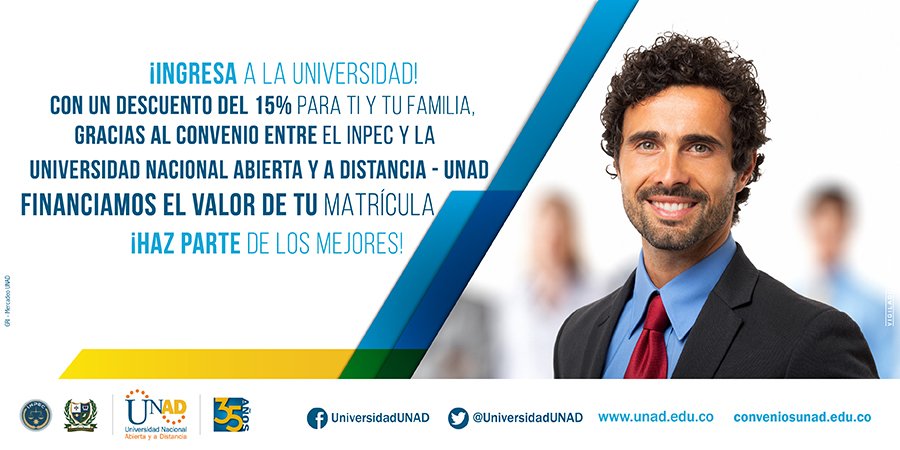 UniversidadUNAD's tweet photo. ¡Aprovecha nuestros descuentos especiales por convenios institucionales! 😁
Obtén mayor información aquí: https://t.co/I0KrcWLg0M
Matricúlate aquí: https://t.co/aaZUdPiynn https://t.co/aWDcOrScD1