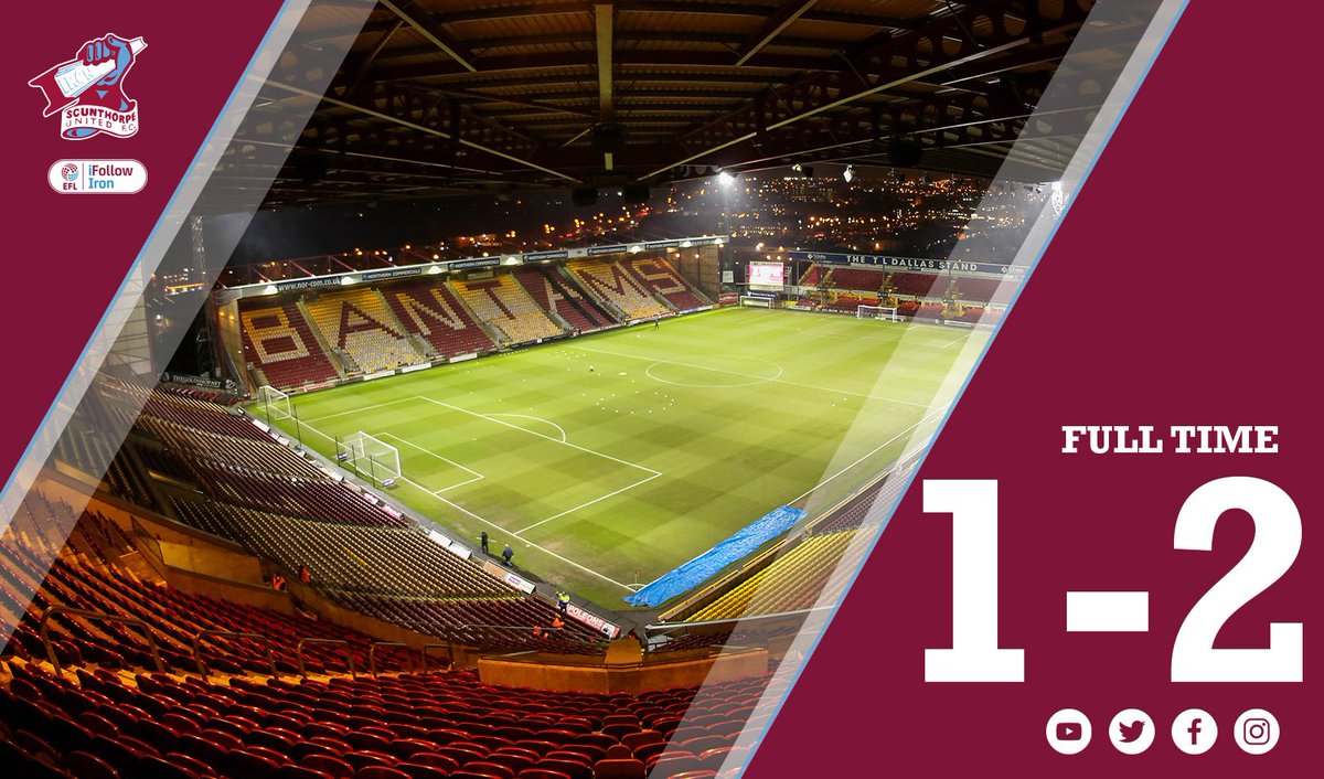 SUFCOfficial's tweet photo. FULL TIME: Bradford City 1-2 Scunthorpe United https://t.co/gtA4WmvMfb