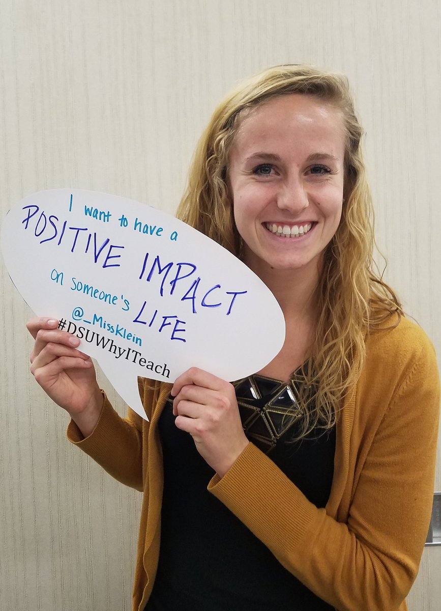 _MissKlein's tweet photo. Teaching is a passion and an opportunity to make a difference! #DSUWhyITeach  #WhyITeach @DSUteach https://t.co/7BZOMuLBbs