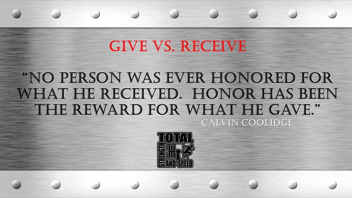 TSS_WS_TB's tweet photo. TUESDAY THOUGHTS
"GIVE VS. RECEIVE!"
#USAStrong USABuilt
#TotalStrength&Speed
#WilliamsStrength https://t.co/G1z7njn74E