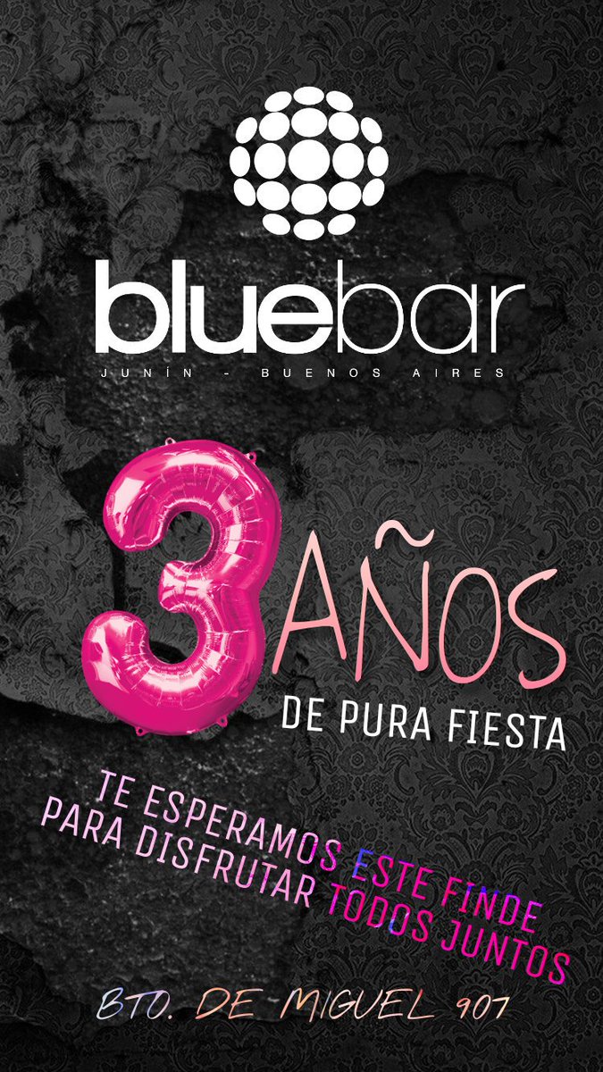 BlueBarJunin's tweet photo. CUMPLIMOS 3 AÑOS Y QUEREMOS FESTEJARLOS CON VOS! https://t.co/DERI43ErMy